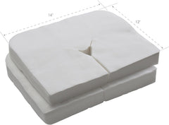 EarthLite cover on massage headrest demonstrating secure fit and sanitary barrier benefits