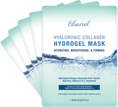 Ebanel front packaging showing five hydrogel collagen masks and clear benefits