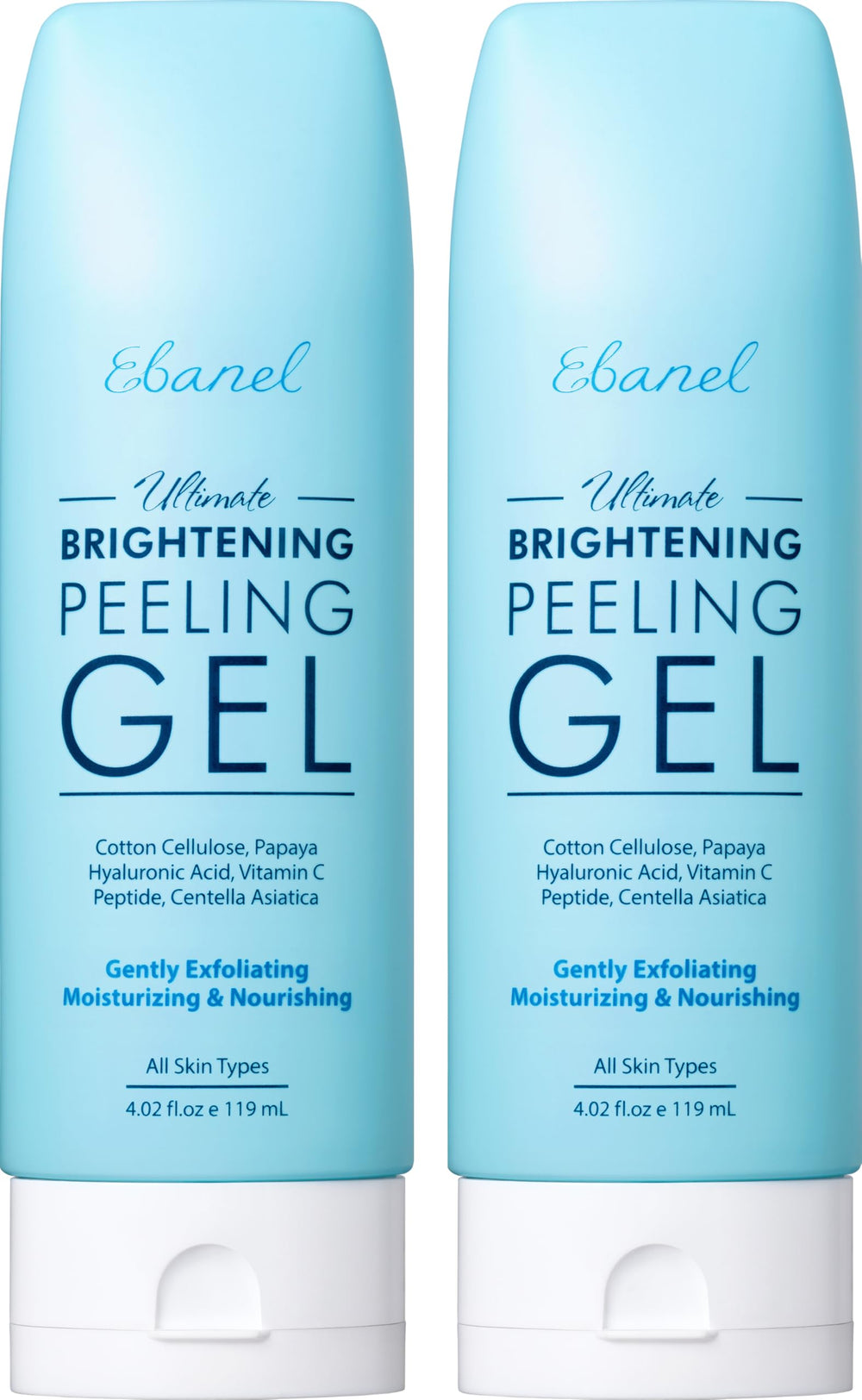 Ebanel peeling gel front packaging showing tube and label, benefits visible