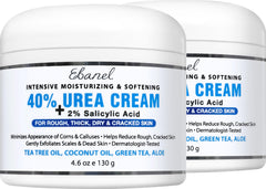 Ebanel front packaging showing tube and 2PK, moisturizes cracked feet