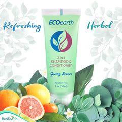 EcoEarth bottle placed in travel kit showing TSA-friendly size and leak resistance