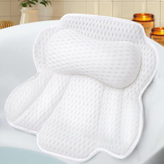 EcoHLL front view of bath pillow showing ergonomic shape and cover for comfortable support