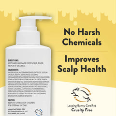 ECZEMA HONEY applied to wet hair showing calming scalp massage benefit