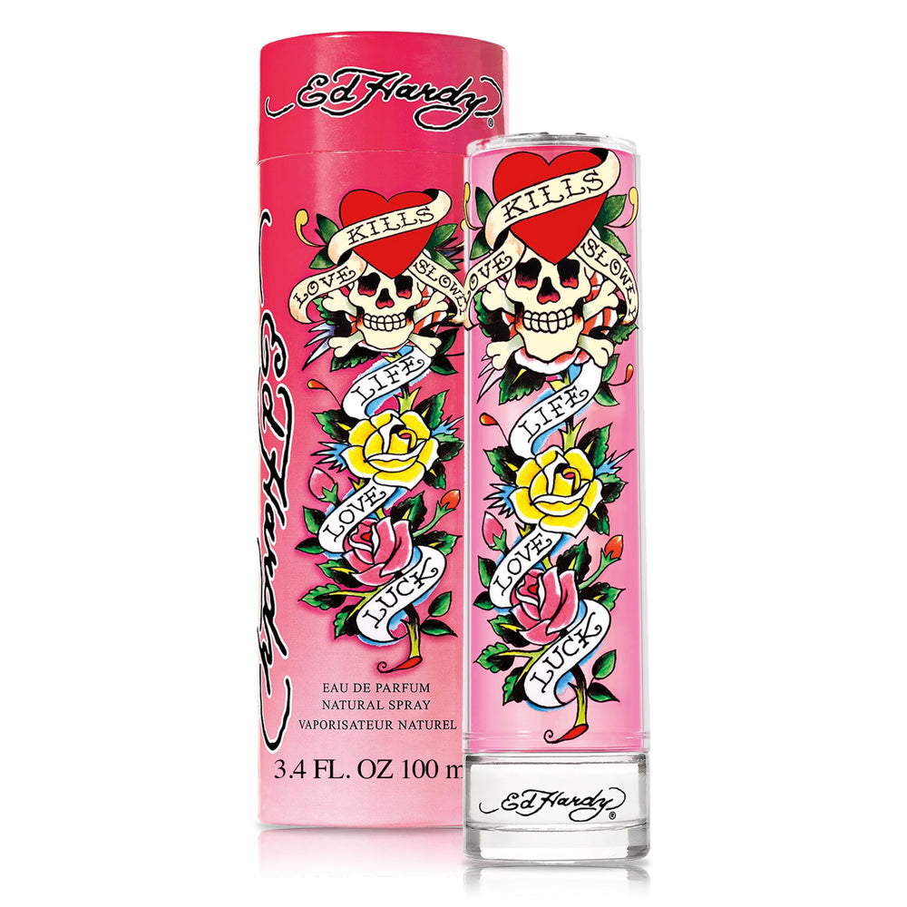 Ed Hardy front bottle showing bold artwork and benefit of stylish presentation