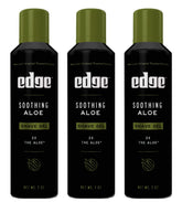Edge front packaging showing 7 oz can and soothing aloe benefit