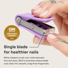 EDJY close-up of stainless steel blade highlighting clean cuts