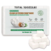 EDSRDRUS front packaging showing 2 lb glycerin soap base, easy portioning benefit