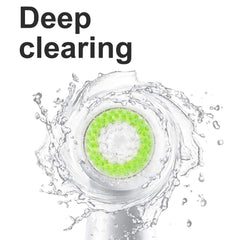 EFLY brush head installed on Clarisonic-style device showing easy click-in installation benefit