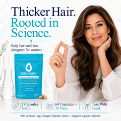 Eggagen capsules close-up highlighting pill texture and easy swallowing