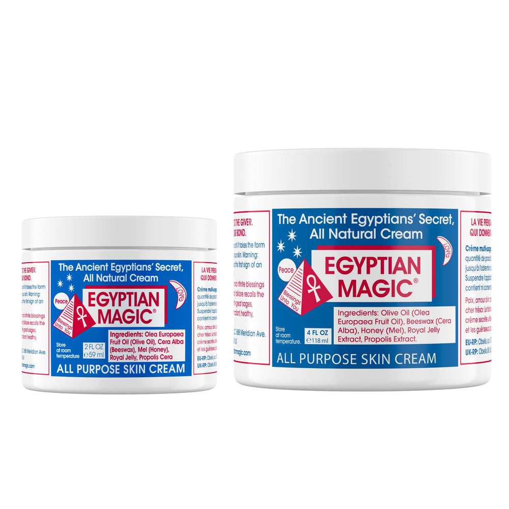 Egyptian Magic front packaging bundle showing both 4oz and 2oz jars for convenience