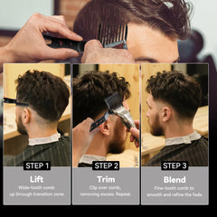 EHBELIF combs held in hand to show size and portability for home trimming