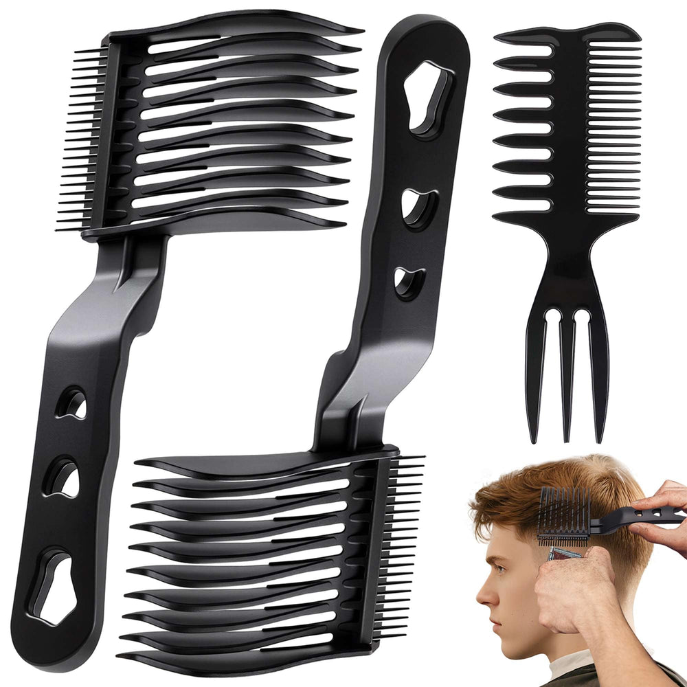 EHBELIF front view of three-piece comb set showing tools and brand, easy fade control