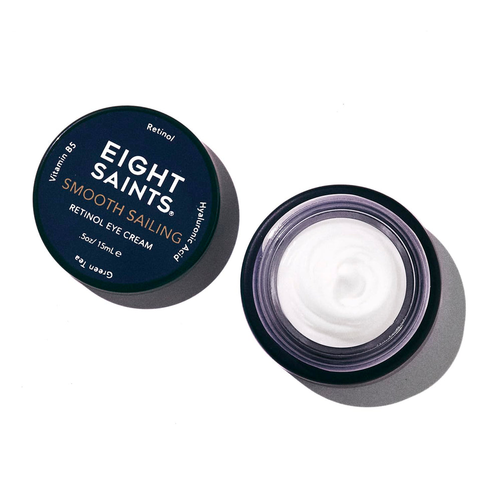 Eight Saints jar front view showing compact packaging and clear branding benefit lightweight treatment