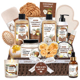 EIRNAY basket front view showing full 16-piece spa set and elegant presentation