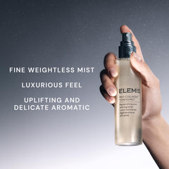 ELEMIS mist droplets on skin demonstrating lightweight texture and glow