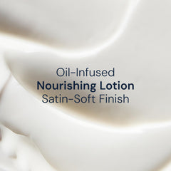 ELEMIS pump dispensing lotion onto palm demonstrating easy, controlled use and minimal waste