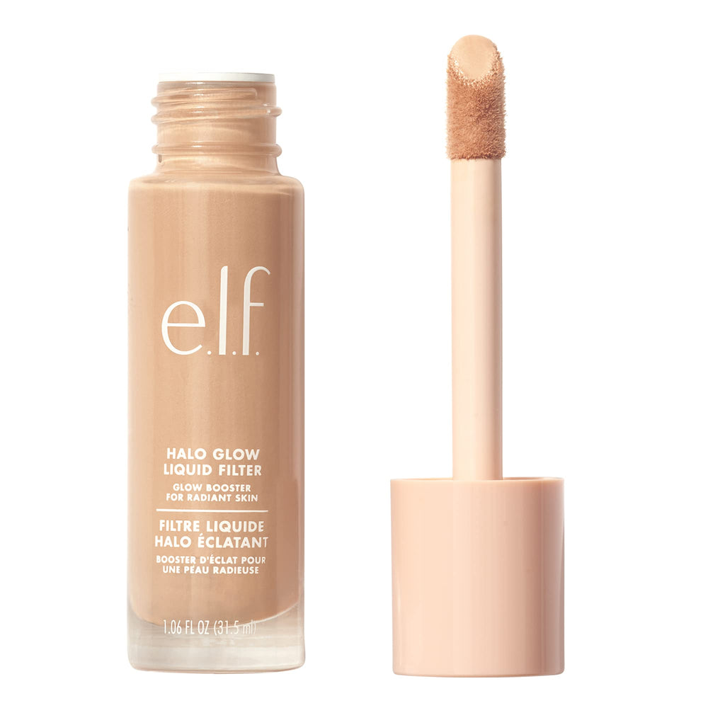 e.l.f. bottle front packaging showing shade 3 Light/Medium and glow finish benefit