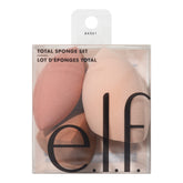 e.l.f. Total Sponge Set front packaging showing three sponges and product benefits