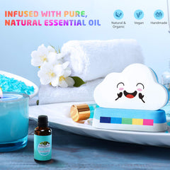 Elfinbay bath bomb fizzing in tub with rainbow colors and playful visual effect