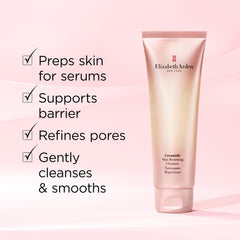 Elizabeth Arden foam lather demo showing gentle cleansing and comfortable rinse