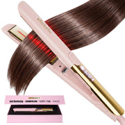 ELLA BELLA flat iron front view showing slim profile and ergonomic grip for better control