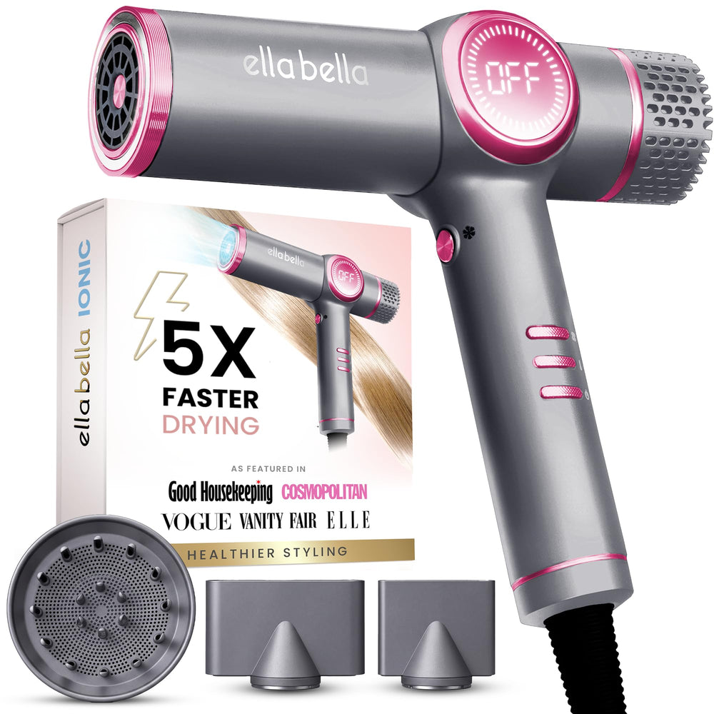 ELLA BELLA front view dryer showing compact design and fast drying benefit