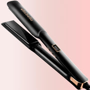 ELLA BELLA front view of flat iron showing sleek design and efficiency