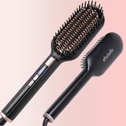 ELLA BELLA front view of straightening brush showing sleek design and quick styling benefit