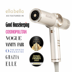 ELLA BELLA three magnetic nozzles displayed for quick style changes and versatility
