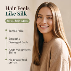 Applying Ella & Eden argan oil to hair for shine and frizz control