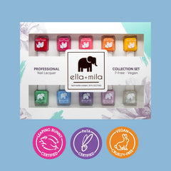 ella+mila swatch palette arranged to display ten distinct pastel and bright shades