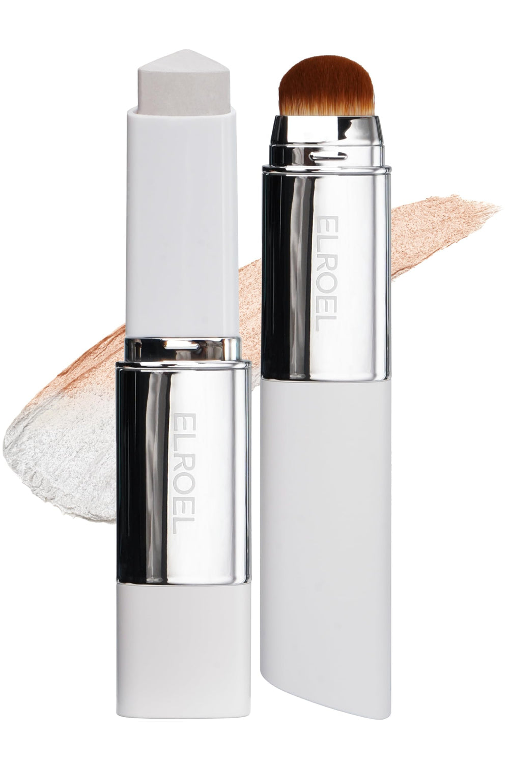 ELROEL front view of dual-ended stick shows compact travel-friendly design and quick coverage