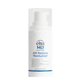 EltaMD AM Restore front pump bottle showing compact travel-friendly packaging and easy dispensing