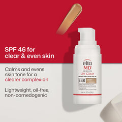EltaMD UV Clear tinted swipe on skin showing subtle tint that evens tone