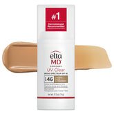 EltaMD UV Clear tinted 0.5 oz front pump shows compact travel-friendly sunscreen