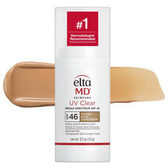 EltaMD UV Clear tinted 0.5 oz front pump shows compact travel-friendly sunscreen