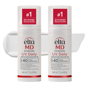 EltaMD UV Daily pump bottle front view showing compact travel size and branding