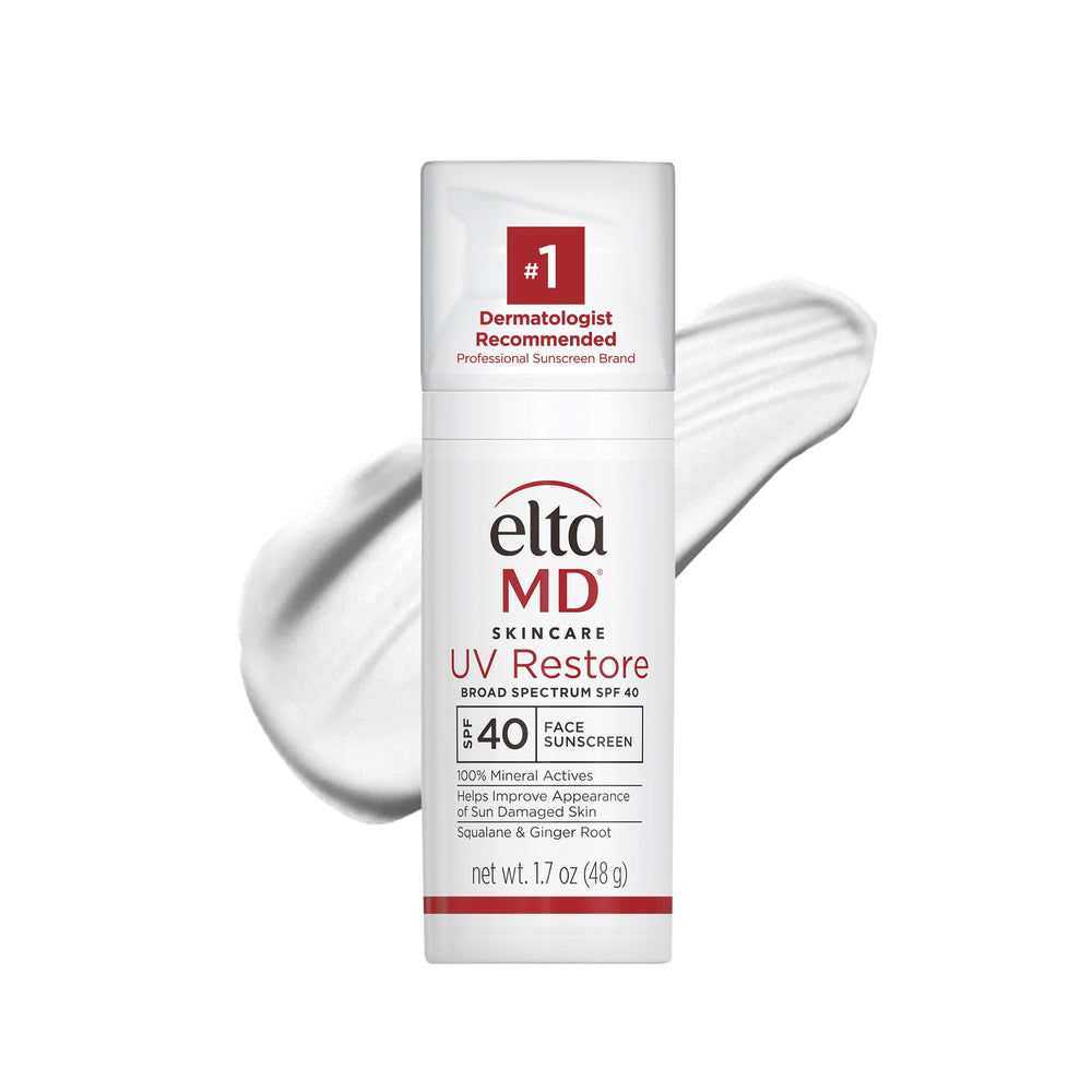 EltaMD UV Restore front packaging showing SPF 40 protection benefits