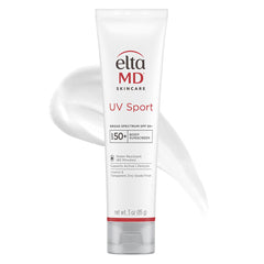 EltaMD bottle front packaging showing SPF 50 protection benefits