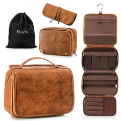 Elviros front view showing brown PU leather and compact carry benefit