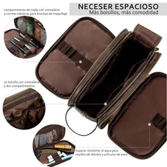 Elviros open interior revealing organized pockets for grooming essentials