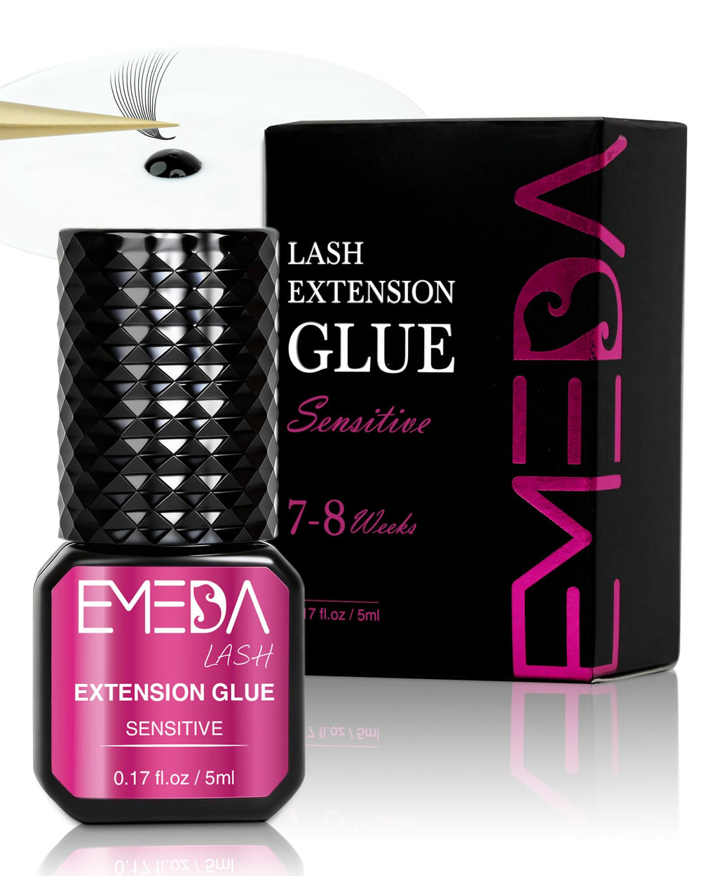 EMEDA bottle front view showing label and professional adhesive benefits