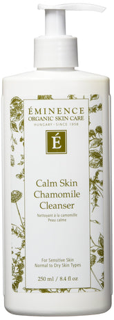 Eminence front bottle showing clean packaging and soothing benefit