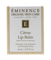 Eminence lip balm front packaging showing label and compact stick, promotes portability