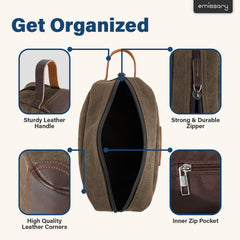 emissary side handle close-up highlighting sturdy PU leather grip for easy carrying