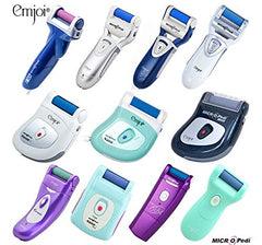 Emjoi roller snapped into Micro-Pedi device demonstrating easy installation and secure fit