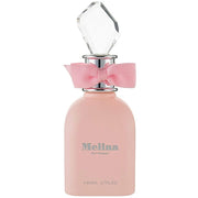 Emper Melina front bottle showing 80 ml spray and feminine packaging benefit: clear product display