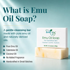 Emu Joy lather closeup demonstrating soft foam and moisturizing action
