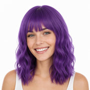 eNilecor dark purple bob front view showing polished bangs and flattering shape