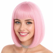 eNilecor front view light pink bob showing sleek bangs and natural look